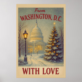 Vintage From Washington, DC With Love Christmas  ポスター