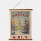 Vintage From Washington, DC With Love Christmas  吊り下げ型タペストリー (正面)