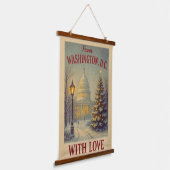 Vintage From Washington, DC With Love Christmas  吊り下げ型タペストリー (傾斜あり)