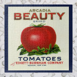 Vintage Fruit Crate Label, Arcadia Beauty Tomatoes ジグソーパズル<br><div class="desc">Vintage illustration fruit crate label art advertisement featuring a large red ripe organic tomato on the vine. Retro advertising for Arcadia Beauty brand tomatoes,  packed by Edgett Burnham Company,  Newark,  New York. Buy local grown produce from the farmer's market.</div>
