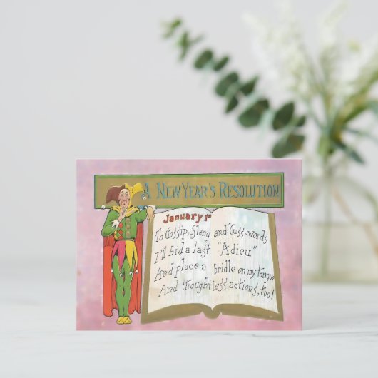 Vintage Funny New Year's Resolution ポストカード (スタンド正面)