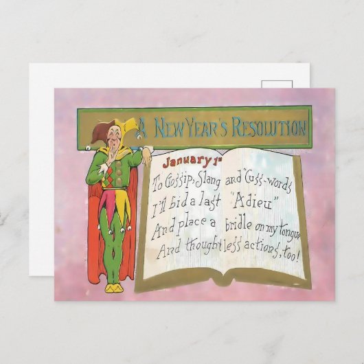 Vintage Funny New Year's Resolution ポストカード (正面/裏面)