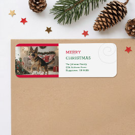 Vintage Funny Pet Photo Christmas  Return Address ラベル