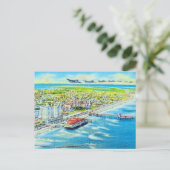 Vintage Galveston Aerial View Postcard ポストカード (スタンド正面)