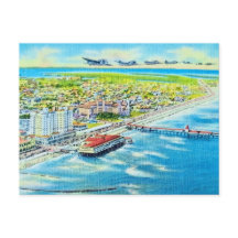 Vintage Galveston Aerial View Postcard