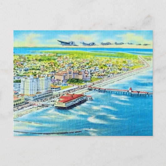 Vintage Galveston Aerial View Postcard ポストカード (正面)