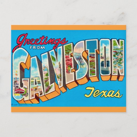 Vintage Galveston Texas Postcard ポストカード (正面)