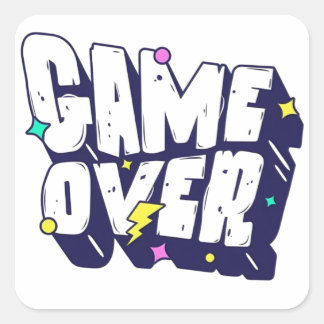Vintage Gamer Sticker – Game Over   スクエアシール