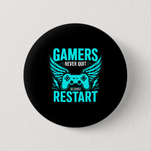 Vintage Gamers Never Quit - We Simply Restart Gami 缶バッジ