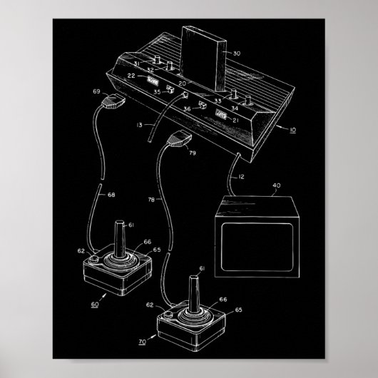 Vintage Gaming Diagram - Video Game Joystick Contr ポスター (正面)