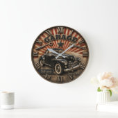 Vintage Garage Classic Car Service Retro Mechanic ラージ壁時計 (ホーム)