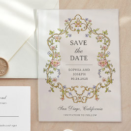 Vintage Garden | カラフルな高級感あふれる結婚式のセーブザデート アクリル招待状