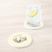 Vintage Garden Bird – Monochrome Elegant Floral コースター (側面)