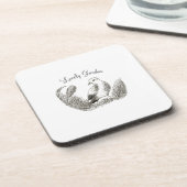 Vintage Garden Bird – Monochrome Elegant Floral コースター (左側)