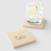 Vintage Garden Bird – Monochrome Elegant Floral ストーンコースター (横)