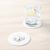 Vintage Garden Bird – Monochrome Elegant Floral ラウンドペーパーコースター (インサイチュ)