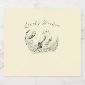 Vintage Garden Bird – Monochrome Minimal Floral スパークリングワインラベル (シングルラベル)