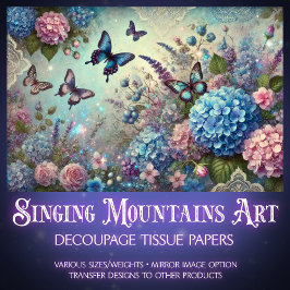 Vintage Garden Blooms & Butterflies Decoupage  薄葉紙