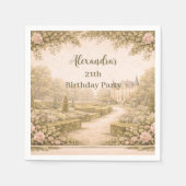 Vintage Garden Countryside Birthday スタンダードカクテルナプキン (正面)