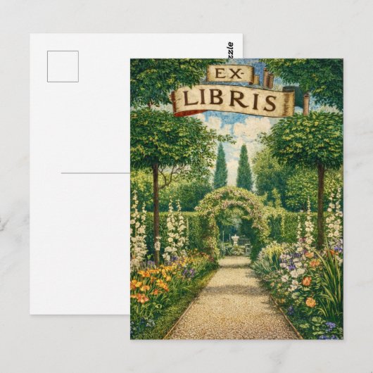 Vintage Garden Ex Libris Bookplate  ポストカード (正面/裏面)