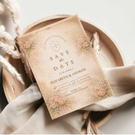 Vintage Garden Floral Antique Wedding セーブザデート