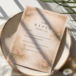 Vintage Garden Floral Antique Wedding 出欠カード