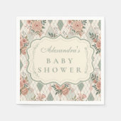 Vintage Garden Floral Baby Shower スタンダードカクテルナプキン (正面)