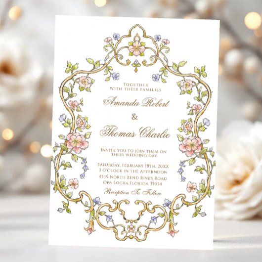 Vintage Garden Floral Wedding 招待状