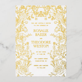 Vintage Garden Floral Wedding 箔招待状