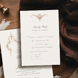 Vintage Garden French Chateau Blush Wedding Meal 出欠カード