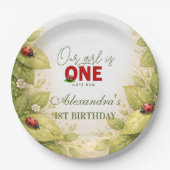 Vintage Garden Lady Bug 1st Birthday ペーパープレート (正面)