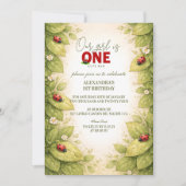 Vintage Garden Lady Bug 1st Birthday 招待状 (正面)