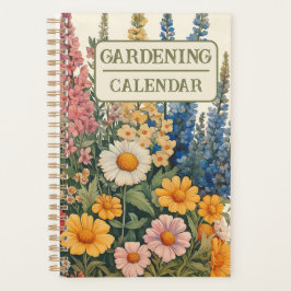 Vintage Gardening Calendar with Garden Flowers プランナー手帳