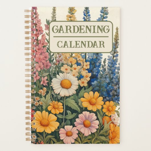 Vintage Gardening Calendar with Garden Flowers プランナー手帳 (正面)