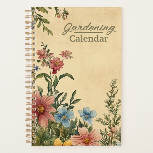 Vintage Gartenplanung mit Garten Blumen Kalender  プランナー手帳 (正面)