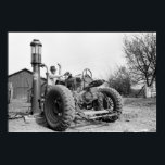 Vintage Gas Pump on the Farm, 1940s ポスター<br><div class="desc">Old photo of farmer adding gas to a antique tractor on the farm,  Jasper County,  Iowa.  Nice old fashioned visible gas pump. Old photo taken in 1940 by John Vachon.</div>