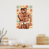 Vintage Gay Flower Power ポスター (キッチン)