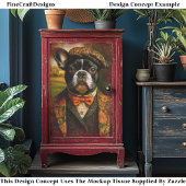 Vintage Gentleman Frenchie Dog Art EW6L Decoupage 薄葉紙