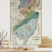Vintage Geological Map of New Jersey (1839) ポスター (キッチン)