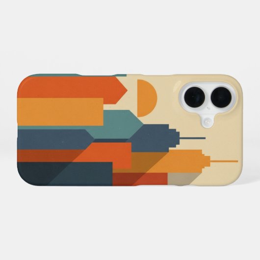 Vintage Geometric City iPhone 16ケース (裏面横)