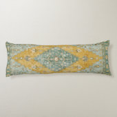 Vintage Geometric Diamond Medallion Teal Mustard ボディピロー (裏面)