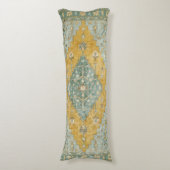 Vintage Geometric Diamond Medallion Teal Mustard ボディピロー (正面縦)
