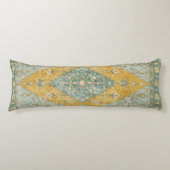 Vintage Geometric Diamond Medallion Teal Mustard ボディピロー (正面)