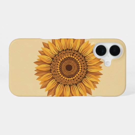 Vintage Geometric Sunflowers iPhone 16ケース (裏面横)