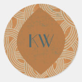 Vintage Geometric Sunset Sand Retro Deco Wedding ラウンドシール (正面)