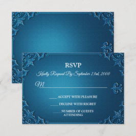 Vintage Geometric Teal Turquoise Party RSVP Card