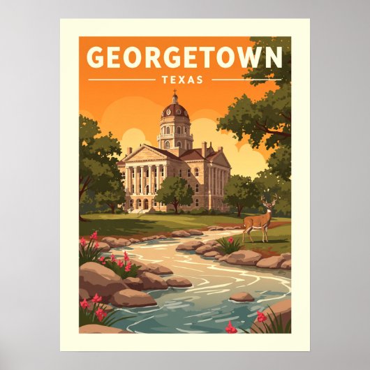 Vintage Georgetown Texas ポスター (正面)