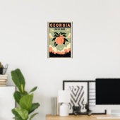 Vintage Georgia Peach Travel Poster ポスター (ホームオフィス)