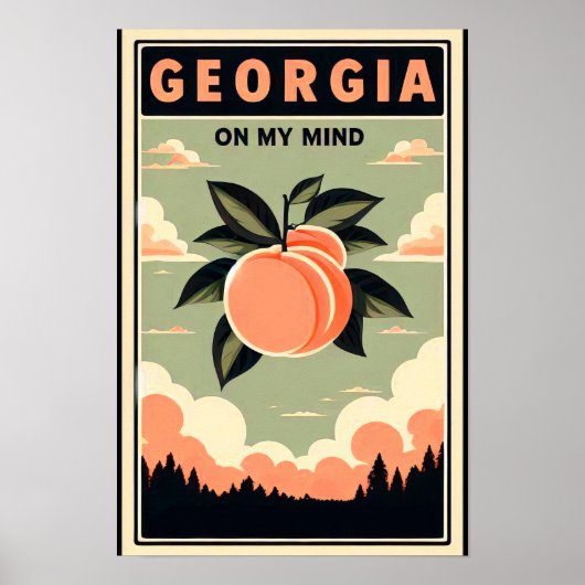 Vintage Georgia Peach Travel Poster ポスター (正面)
