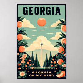 Vintage Georgia Peach Travel Poster  ポスター